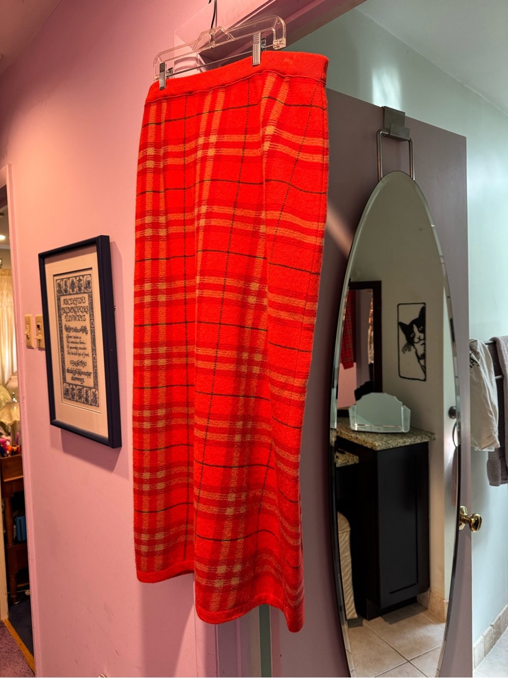 VTG!! NWT!! Gispa Size XL Red Plaid Woolen Maxi Skirt